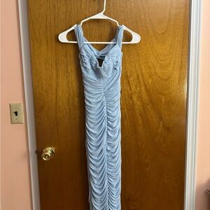 Petal & Pup Off Shoulder Blue Ruched Dress (XS)